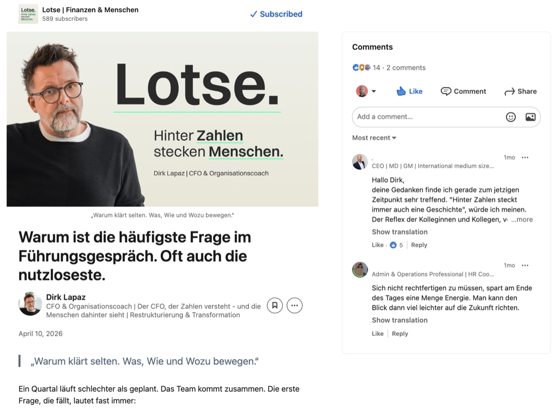 Newsletter-Ausgabe „Lotse: Warum ist die häufigste Frage im Führungsgespräch oft die nutzloseste“